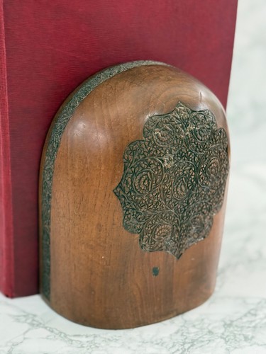 Wooden Carved Book ENDS mid century Book Ends Floral Design Vintage solid wood - Picture 11 of 15