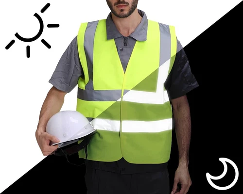 25 Pack High Visibility Safety Vests /w Silver Reflective Stripes Large Size - Picture 4 of 7