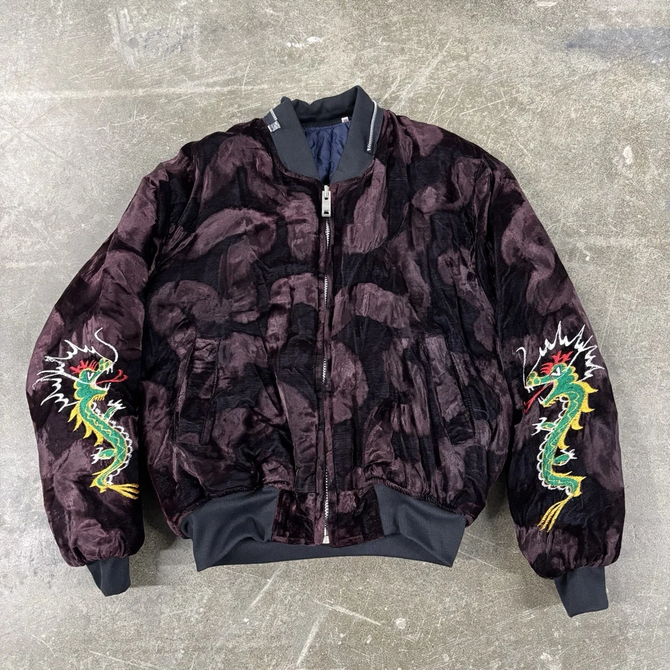 Chaqueta de recuerdo de terciopelo texturizado Corea vintage años 80 90 dragones talla mediana Foto 2 de 4