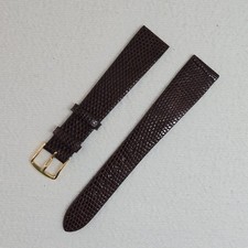 Gloss Brown Genuine Lizard Watch Strap 19mm L Flat Unpadded Unstitched USA