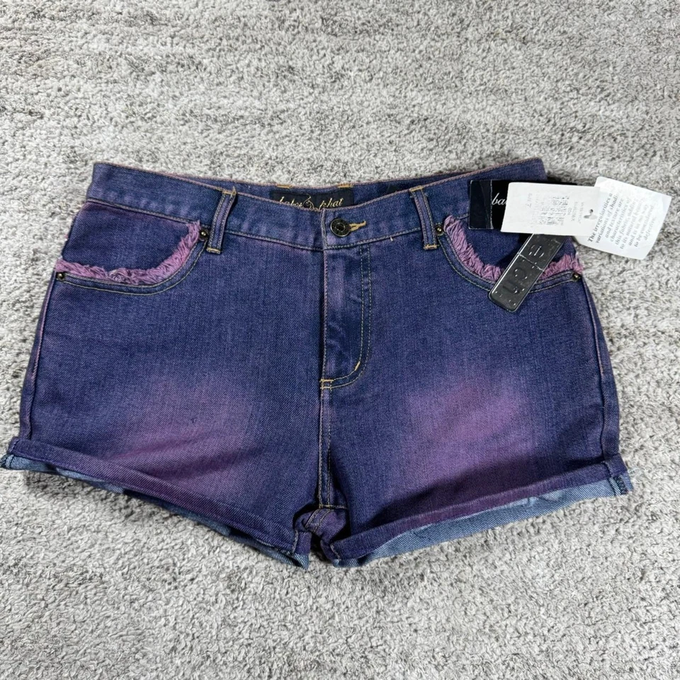 Y2K 2000’s Baby Phat Embroidered Fringe Grunge Punk Skater Short Denim Shorts - Image 2 of 4