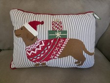 Christmas Holiday Throw Pillow Dachshund