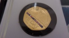 50P GOLD PROOF GIBRALTER VE DAY ANNIVERSARY COIN COVER.