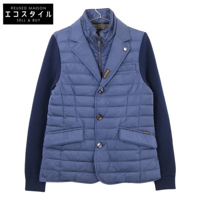 Size S Moorer Nylon Knit Layered Color puffer Jacket 44 Navy