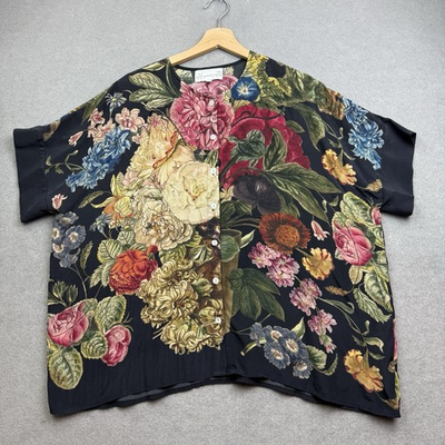 #ad #ad One Hundred Stars Shirt M L Rachel Top Blouse Floral Boho Garden Kew Beach GBP 44.99