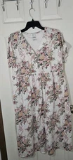 Vintage 80’s Earth Angels Nightgown Floral Embroidered Empire Waist Cottage Med