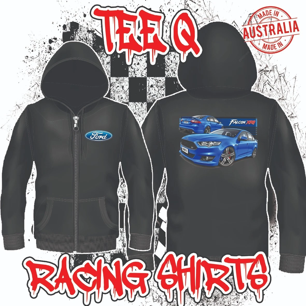 Ford Falcon FGX XR8 V8 Aussie Muscle Car ~ Black Unisex Zip Hoodie