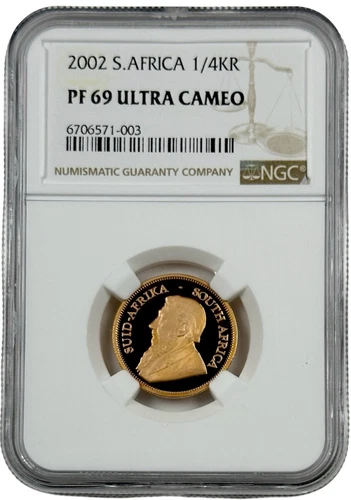 2002 South Africa Gold 1/4 oz Proof Krugerrand Coin NGC PF 69 UC 2,442 Minted