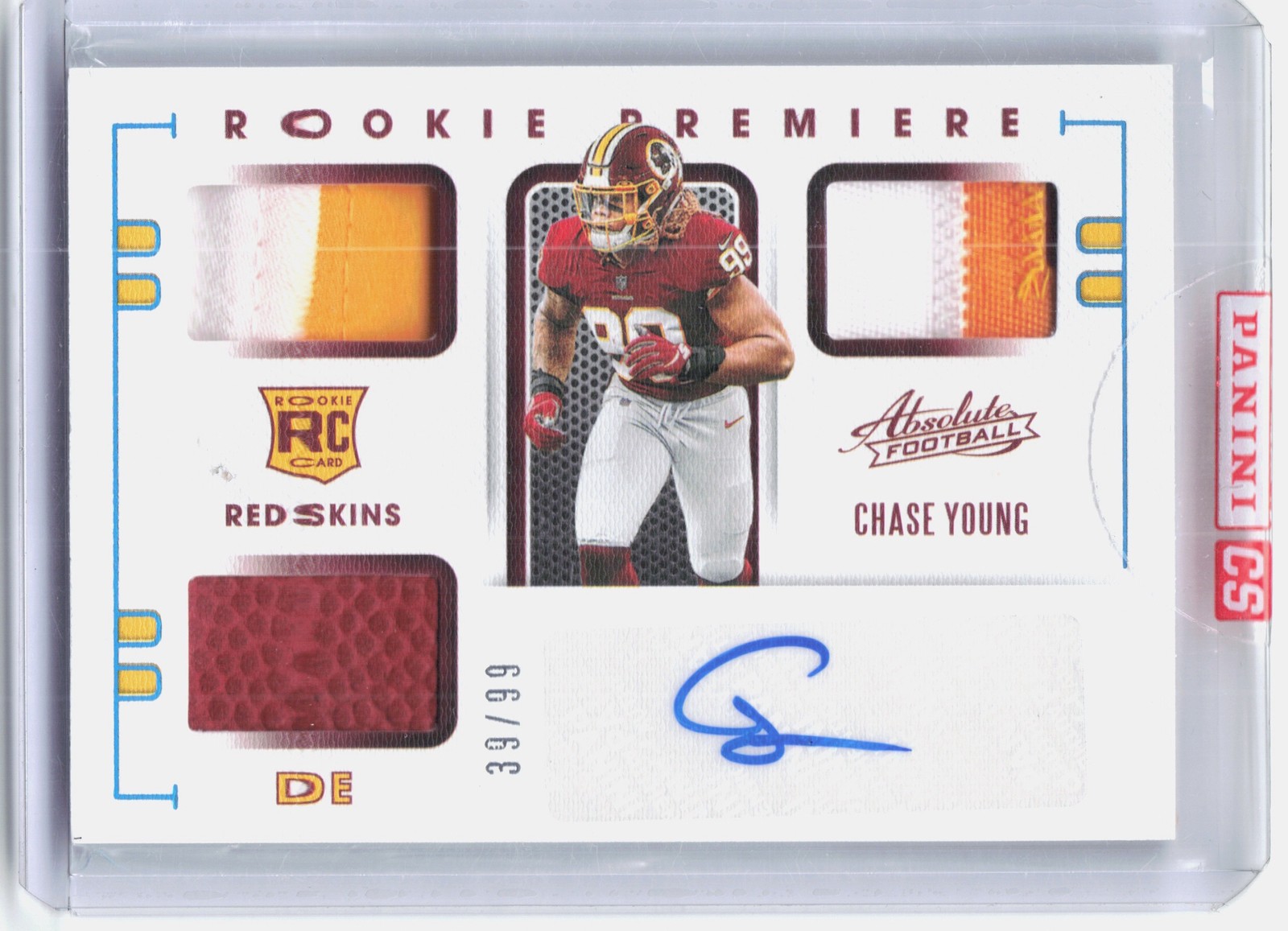 2020 Panini Absolute Chase Young RC Rookie Premiere Patch Auto /99 #216 view 1