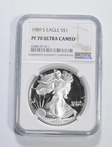 1989-S American Silver Eagle 1 Oz PF70 UCAM NGC Brown Label *2164