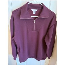 ATHLETA FOREVER FLEECE PLUM PURPLE 1/4 ZIP PO...
