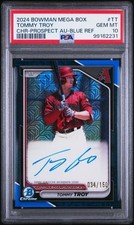 TOMMY TROY 2024 Bowman Chrome Mega Box #BMA-TT PROSPECT AUTO BLUE /150 PSA 10