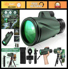 80x100 HD Monocular Telescope with Tripod  Phone Adapter for Bird Watching, Hun
