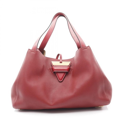 LOEWE Barcelona Handbag Leather Red Women Used Authentic