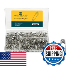 Wenrook 300 Pack Safety Pins Assorted 4 Different Sizes Strong Nickel Plated