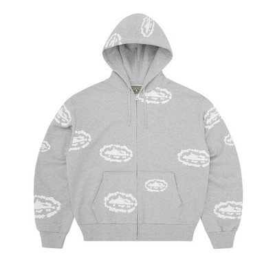 Denim Tears x Corteiz Island Wreath Zip Up Hoodie Grey
