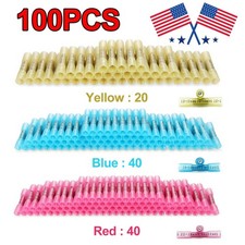 200/100pcs Heat Shrink 22-10AWG Butt Wire Splice Connectors Seal Crimp Terminals
