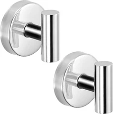 Suction Cup Hooks for Shower Bathroom Reusable Hooks for Towels (2 Chrome )
