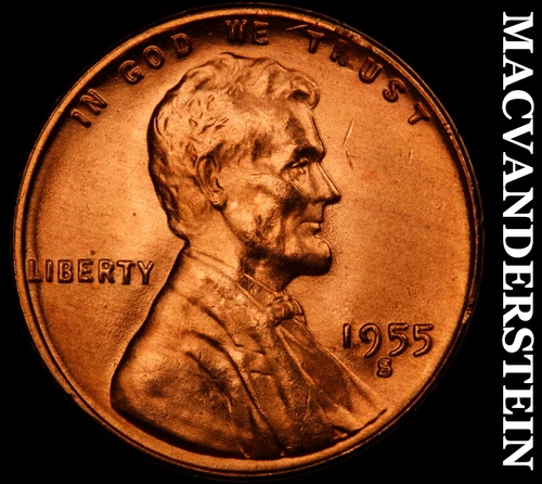 1955-S Lincoln Wheat Cent- Choice Gem Brilliant Uncirculated Luster #J1988