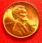 1945-S Lincoln Wheat Cent Penny GEM RED BU From an Original Bank Roll