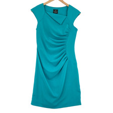 Adrianna Papell Women Teal Sleeveless Side Stretch & Zipper A-Line Dress Size 4