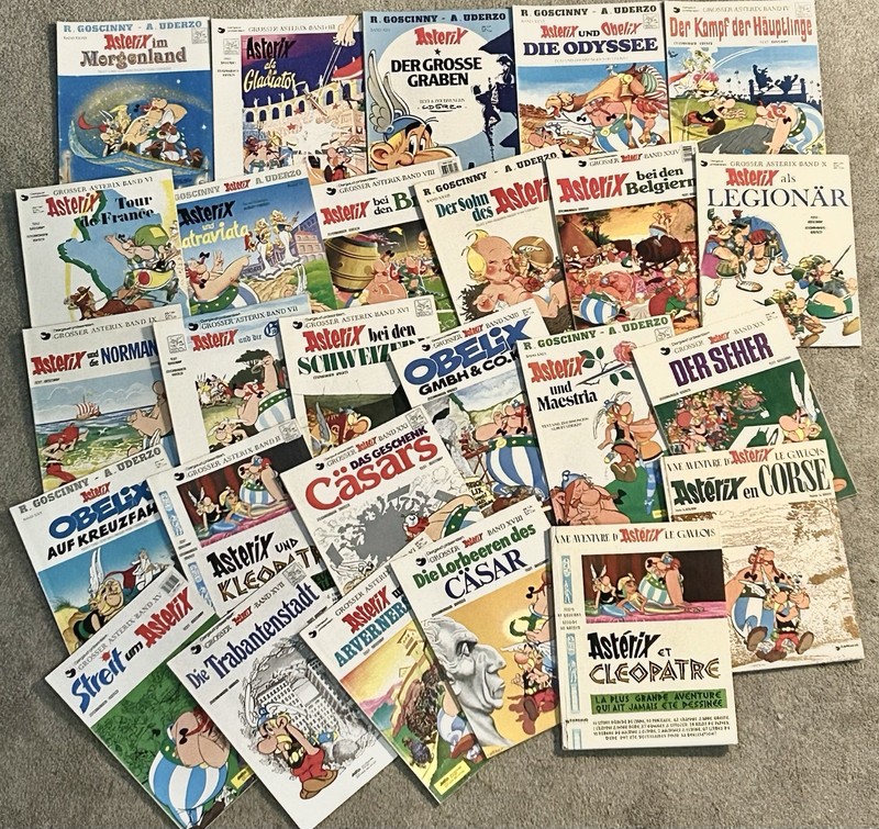 Asterix Comic 28 Book Lot Vintage 90s German Paperbacks & 70s French Hardcovers