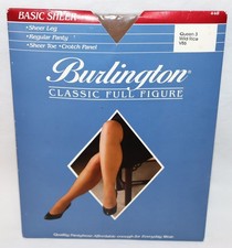 Burlington Classic Full Figure Pantyhose Size Queen 3 Sheer Toe