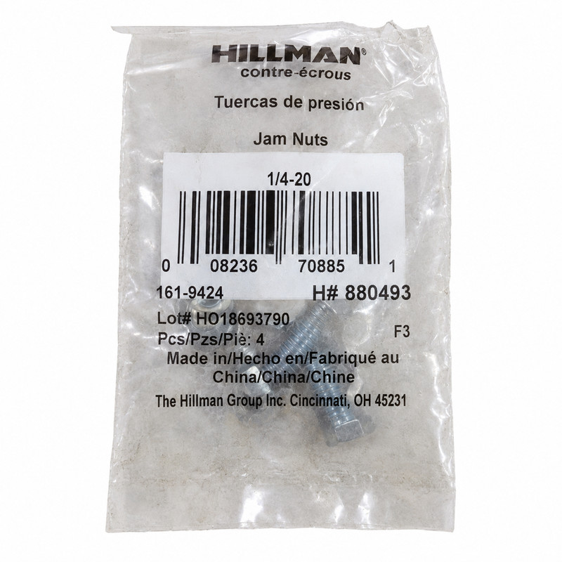 Hillman 1/4-20 Jam Nuts 4 Count H#880493 w/ 2 Hex Bolts Zinc Plated