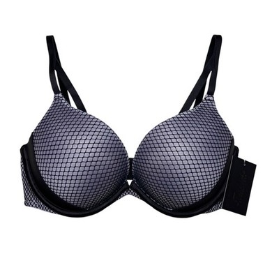 Frederick's of Hollywood Heartthrob Fishnet Superboost Plunge Bra Size 32D