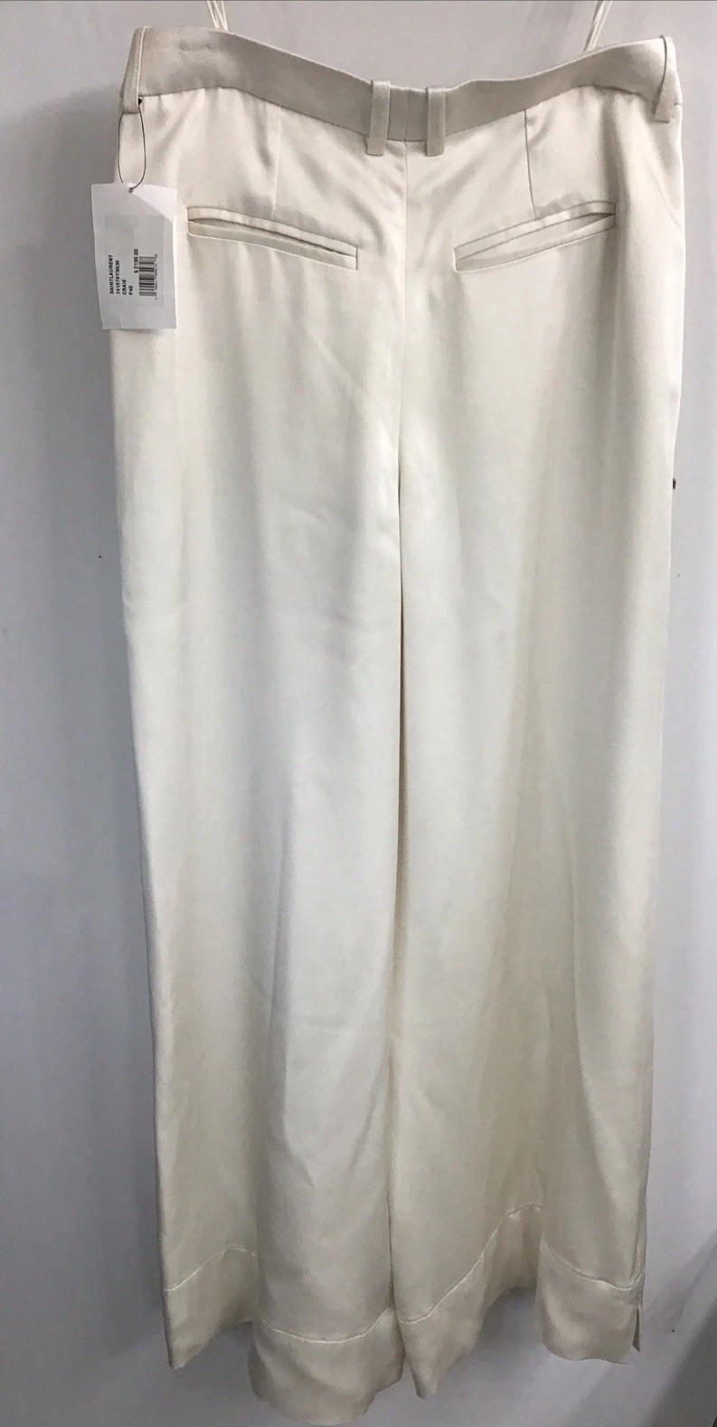 Pantalone Saint Laurent avorio vita alta dritto orlo largo punto nuovo taglia 48 12