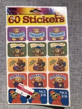 Vtg Paper Magic Teacher Reward Bear Stickers Scrapbooking Card Making 60ct NIP