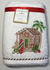 COASTAL COLLECTION HAND TOWELS (2) GINGERBRESD SURFER 18 x 28 100% COTTON NWT