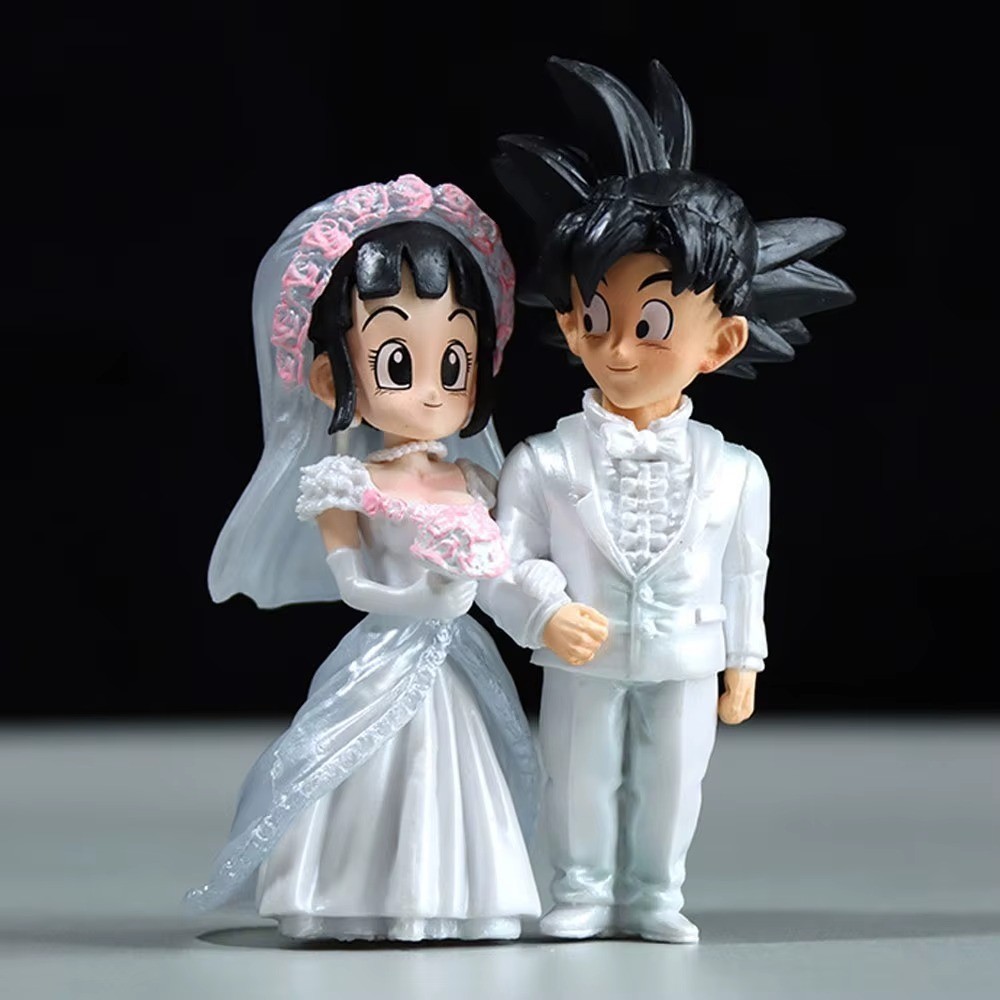 Figura de Boda Dragon Ball Goku Chichi 9cm Anime PVC Estatua Juguete CON CAJA