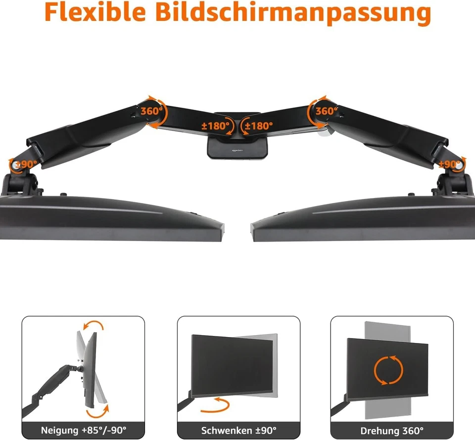 Amazon Basics Schreibtischhalterung für zwei Computermonitore - Bild 4 von 4