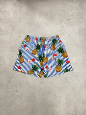 Vilebrequin Men  s Swim Shorts Blue Stripe Pineapple Floral Print Size XL Beach