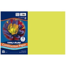 Tru-Ray  Construction Paper, 50 Recycled, 12" x 18", Brilliant Lime, Pack