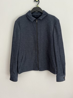 TED BAKER Harrington Jacket Mens TB 3 UK M Roddieh Navy Jersey Zip Up NEW