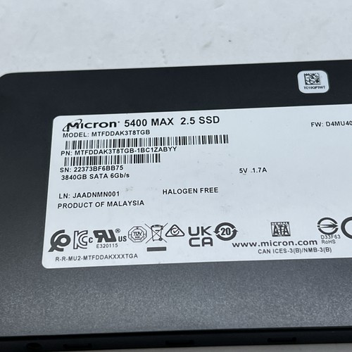 Micron 5400 MAX 2,5 SSD 3,84TB MTFDDAK3T8TGB-1BC1ZABYY - 100% Health - S3:42 - Bild 2 von 5