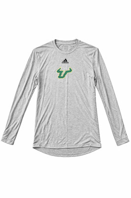 Adidas South Florida USF Bulls T-Shirt Adult Size Medium Gray Green Long Sleeve