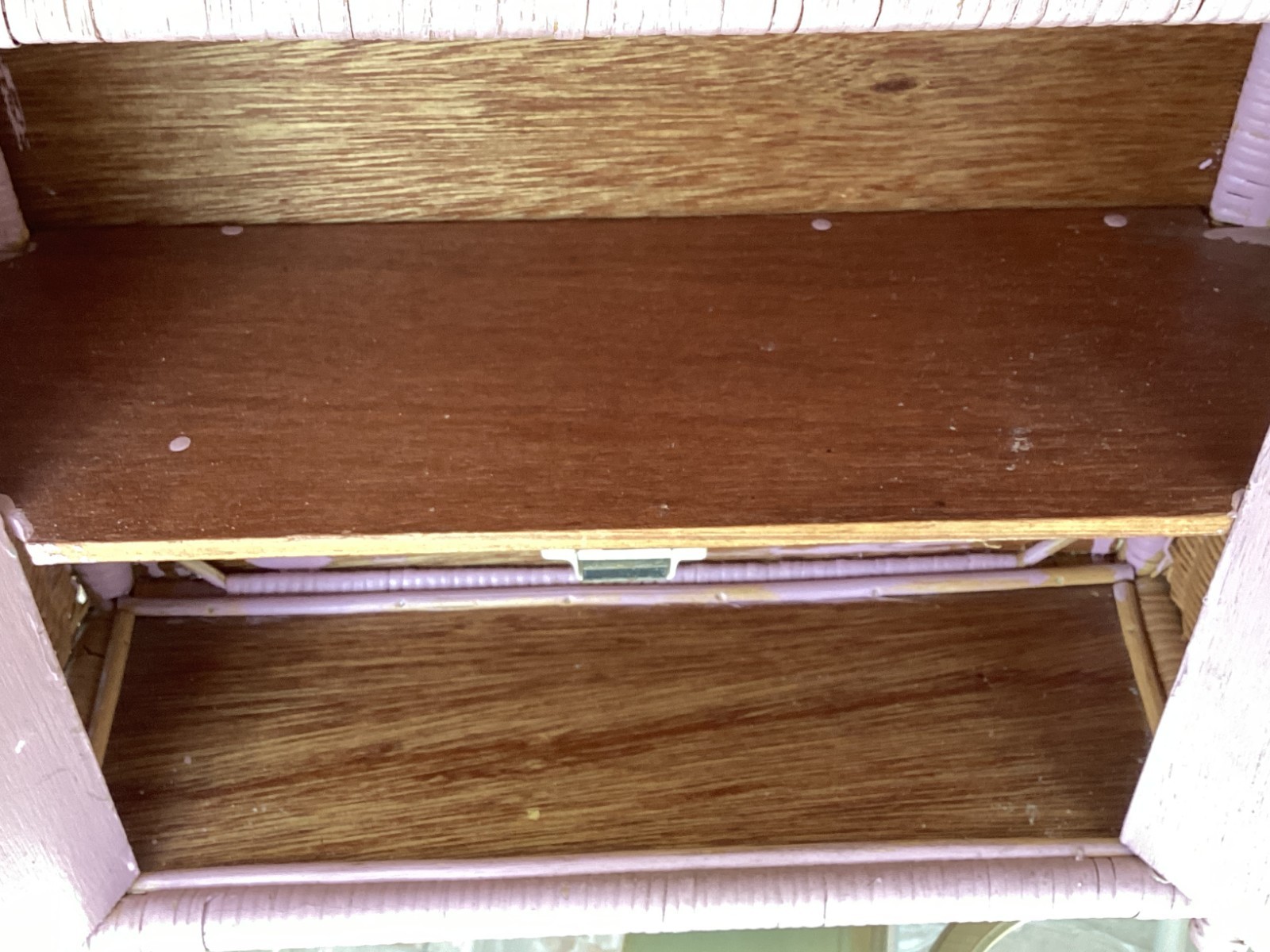 Mid Century Antique Vintage Purple Hanging / Countertop Kitchen Cabinet