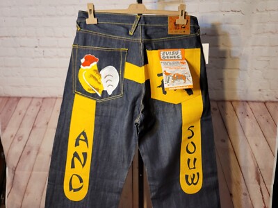 Vintage Evisu Genes Jeans Japanese Denim Size 34 Rare Hip Hop Rap Streetwear 