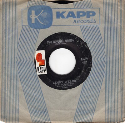 Lenny Welch   Two Different Worlds 1965 Kapp R&B VG+