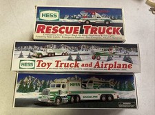 Vintage Hess Lot Of 3. 2002 Truck And Plane, 95 Helicopter, 94 Rescue Truck.