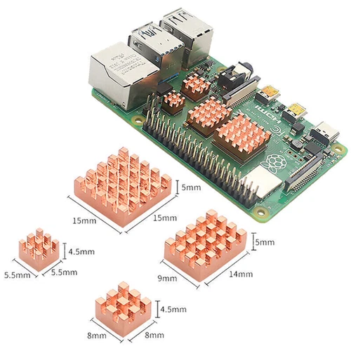 4PCS / Set Kupfer Kühlkörper Kühler Kühlzubehör für Raspberry Pi 4 Modell B.