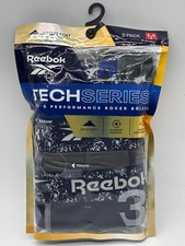 NEW 3 PACK MENS REEBOK TECH SERIES PERFORMANCE BOXER BRIEFS SUPER SOFT MED -LARG
