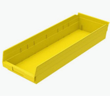6xAkro-Mils 30184 Long, Yellow Plastic Storage Container/Bin,  24"x8"x4" (Lxwxh)