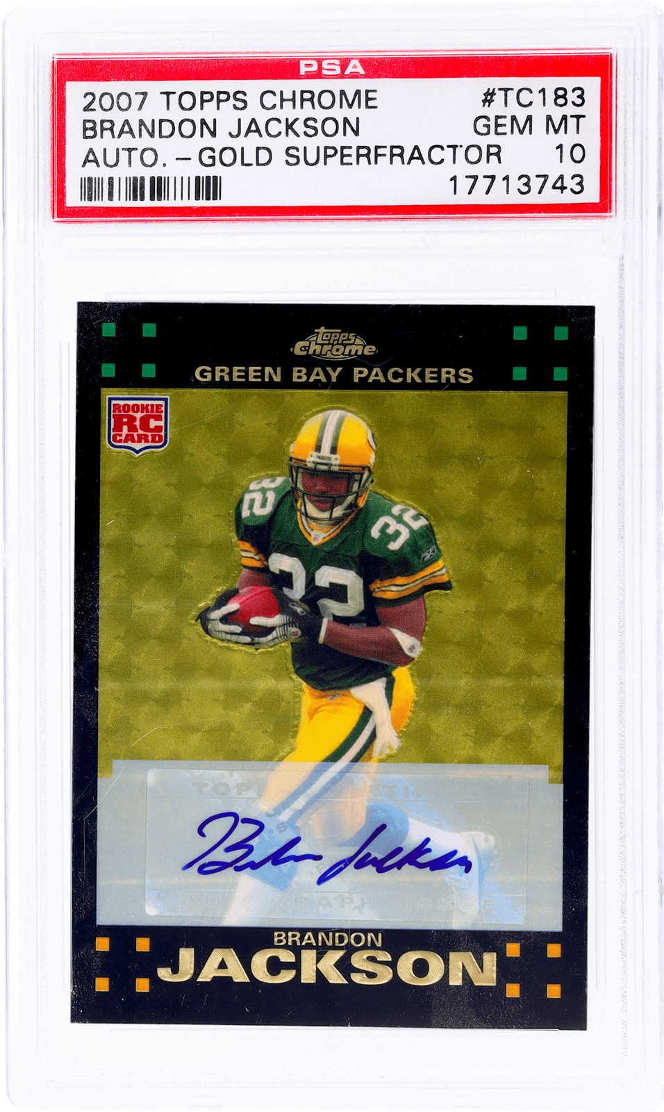 Brandon Jackson Topps Chrome #TC183 Autograph-Gold Superfractor
