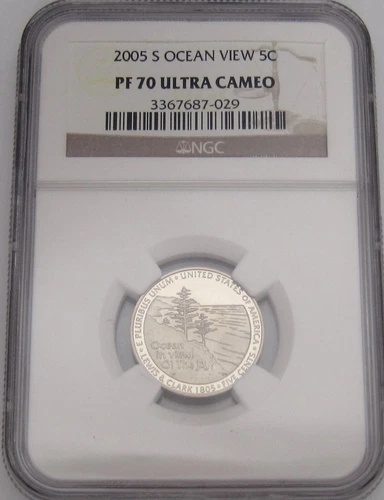 2005-S JEFFERSON NICKEL "Ocean View" NGC PF70 ULTRA CAMEO - PERFECT GEM PROOF