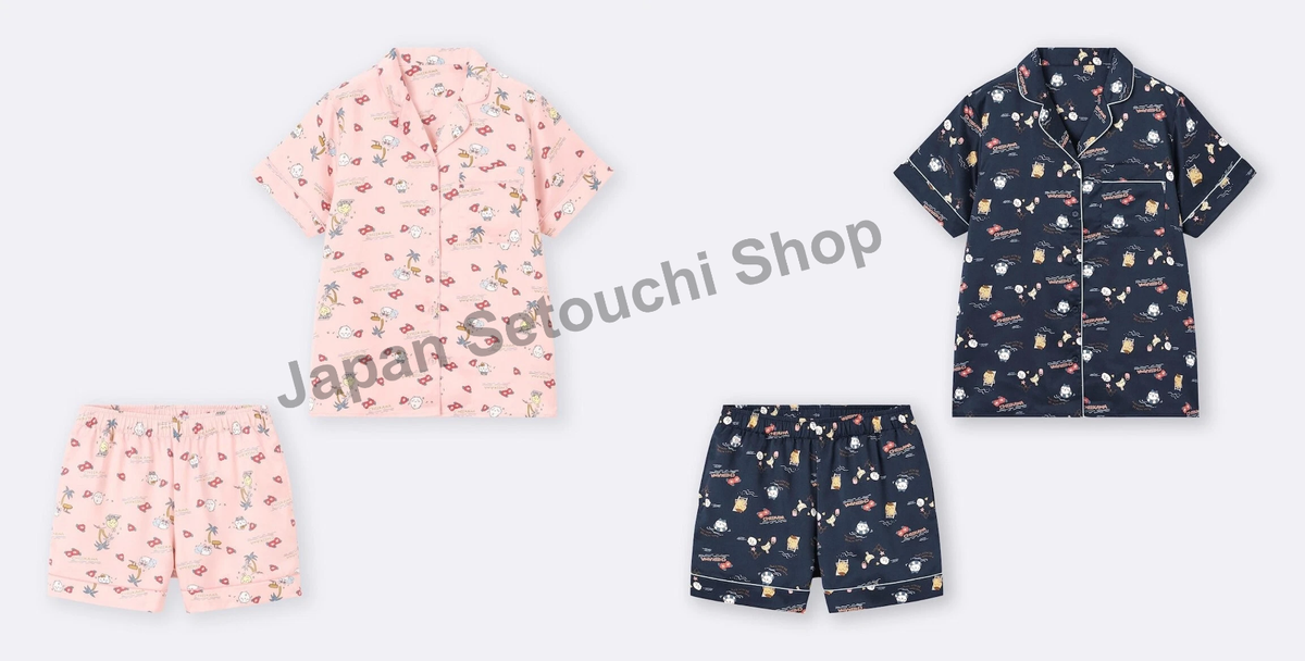 ハチワレ　セットアップ GU x CHIIKAWA Summer Collection Hachiware Satin pajamas Lounge set