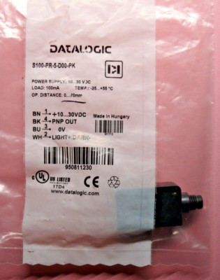 DATALOGIC Sensor Retroreflective Light Sensor Model: S100-PR-5-D00-PK NEW Original Packaging